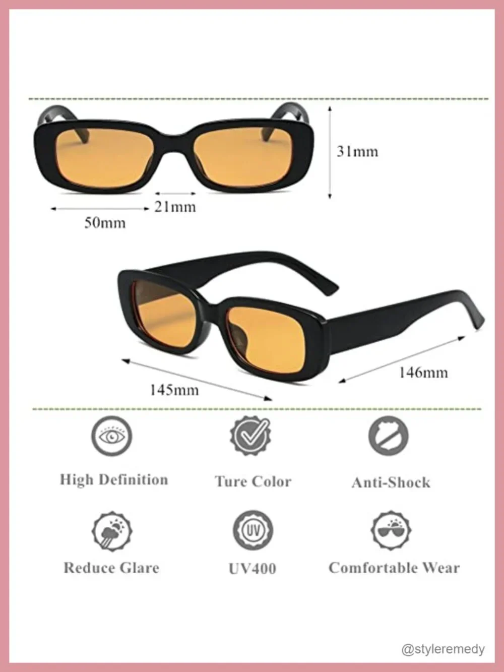 Retro Square Sunglasses UV400 Protection Driving Classic Small Frame